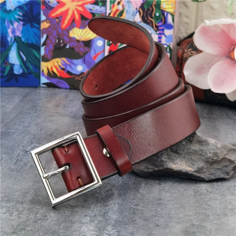 Top Trends: Stainless Steel Belt Buckle Mens Belts Luxury Thick Genuine Leather Belts For Men Ceinture Leather Belt Man Male Belts SBT0018 Shoppable Styles