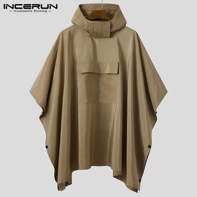 Top Trends: INCERUN Men Solid Trench Quick Dry Hooded Loose Ponchos Pockets Casual Outdoor Cloak Men Irregular Coats Not Raincoats S-5XL Shoppable Styles