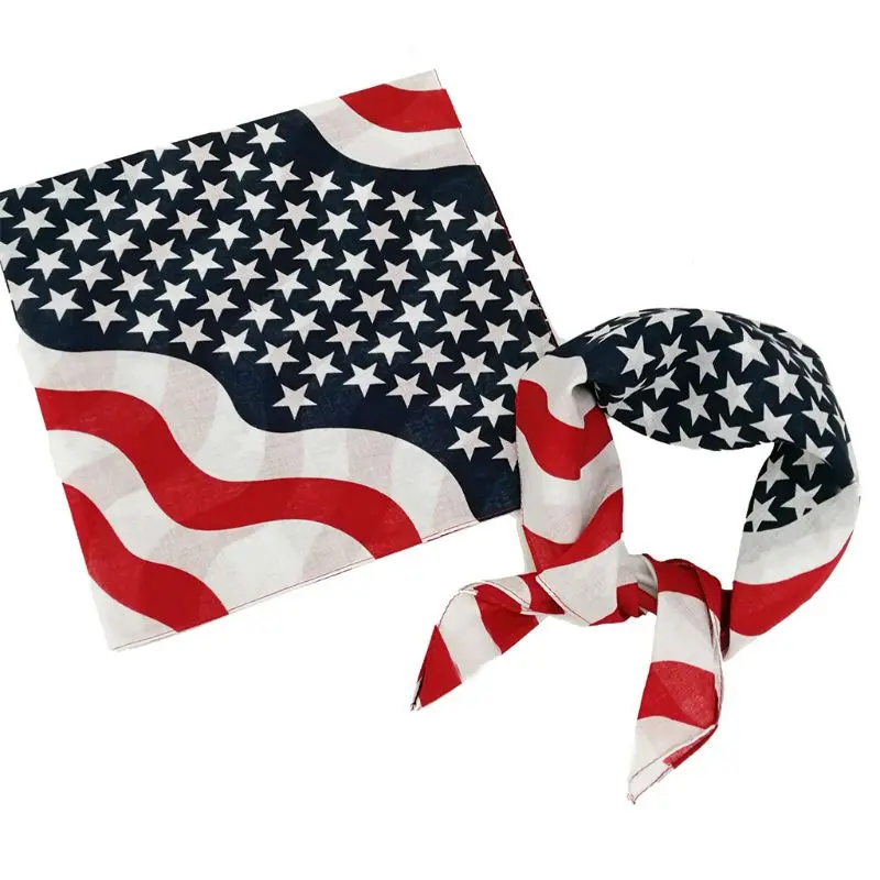 Top Trends: 50x50CM Unisex Cotton Sport Pocket Square Scarf American Flag Stripes Star Print Headband Bandana Hip-Hop Wristband Hair Wrap Shoppable Styles