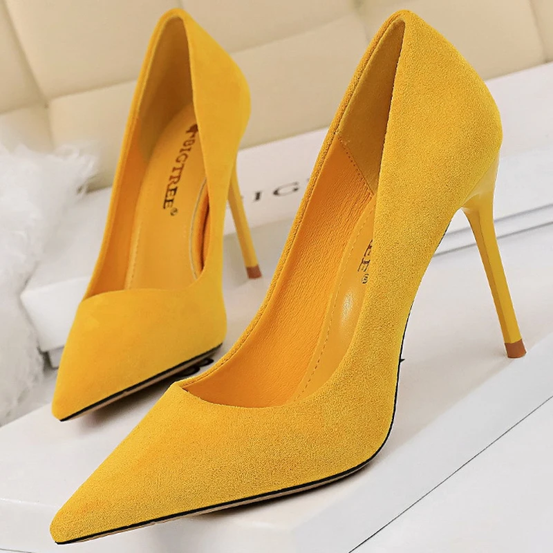 Top Trends: Pumps Woman Shoes 2021 New High Heels Women Office Shoes Stiletto Suede Ladies Shoes Size 41 42 43 Women Basic Pump Footwear Shoppable Styles