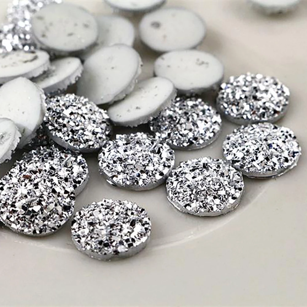 Top Trends: New Fashion 40pcs 8mm 10mm 12mm Silver Plated Color Flat Back Resin Cabochons Cameo Shoppable Styles - Image 2