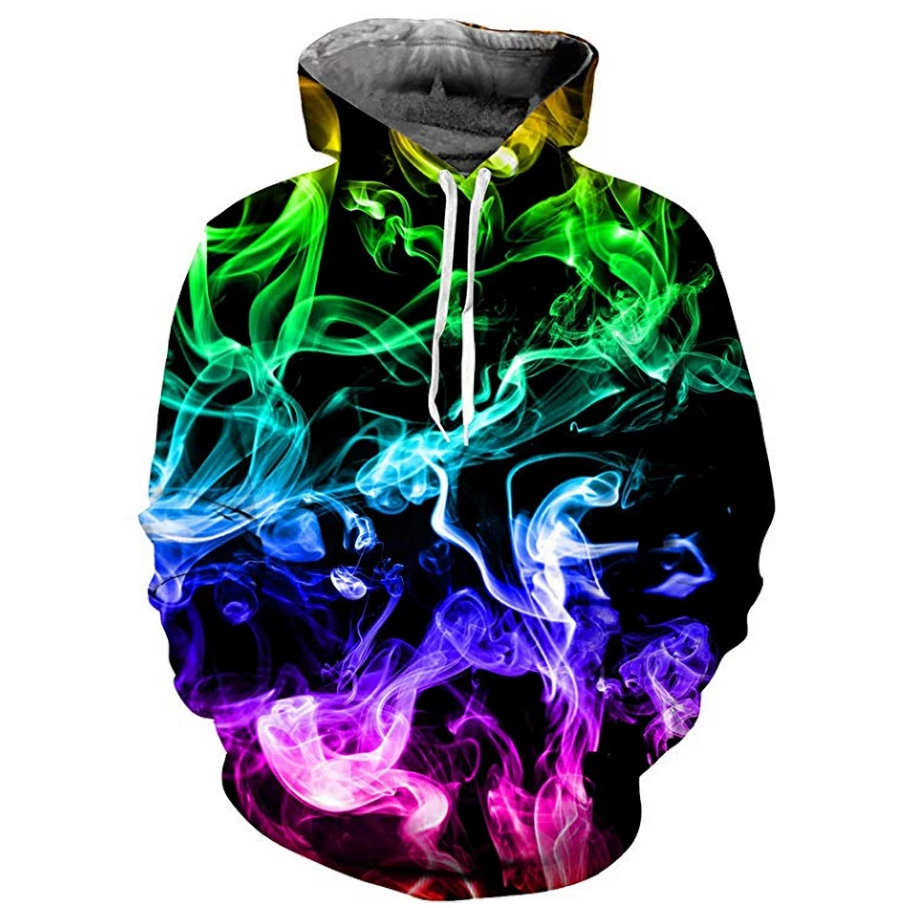 Top Trends: 2021 New Colorful Flame Hoodie 3D Sweatshirt Men And Women Hooded Loose Autumn And Winter Coat Street Clothing Jacket Hoodies Shoppable Styles