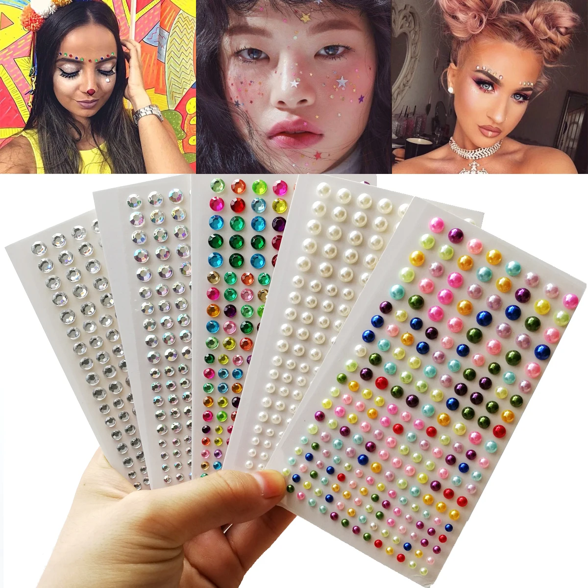 Top Trends: Glitter Face Rhinestone Sticker Self Adhesive Body Eye Shadow Diamonds Bling Party Festival Decoration Jewels Stickers Shoppable Styles