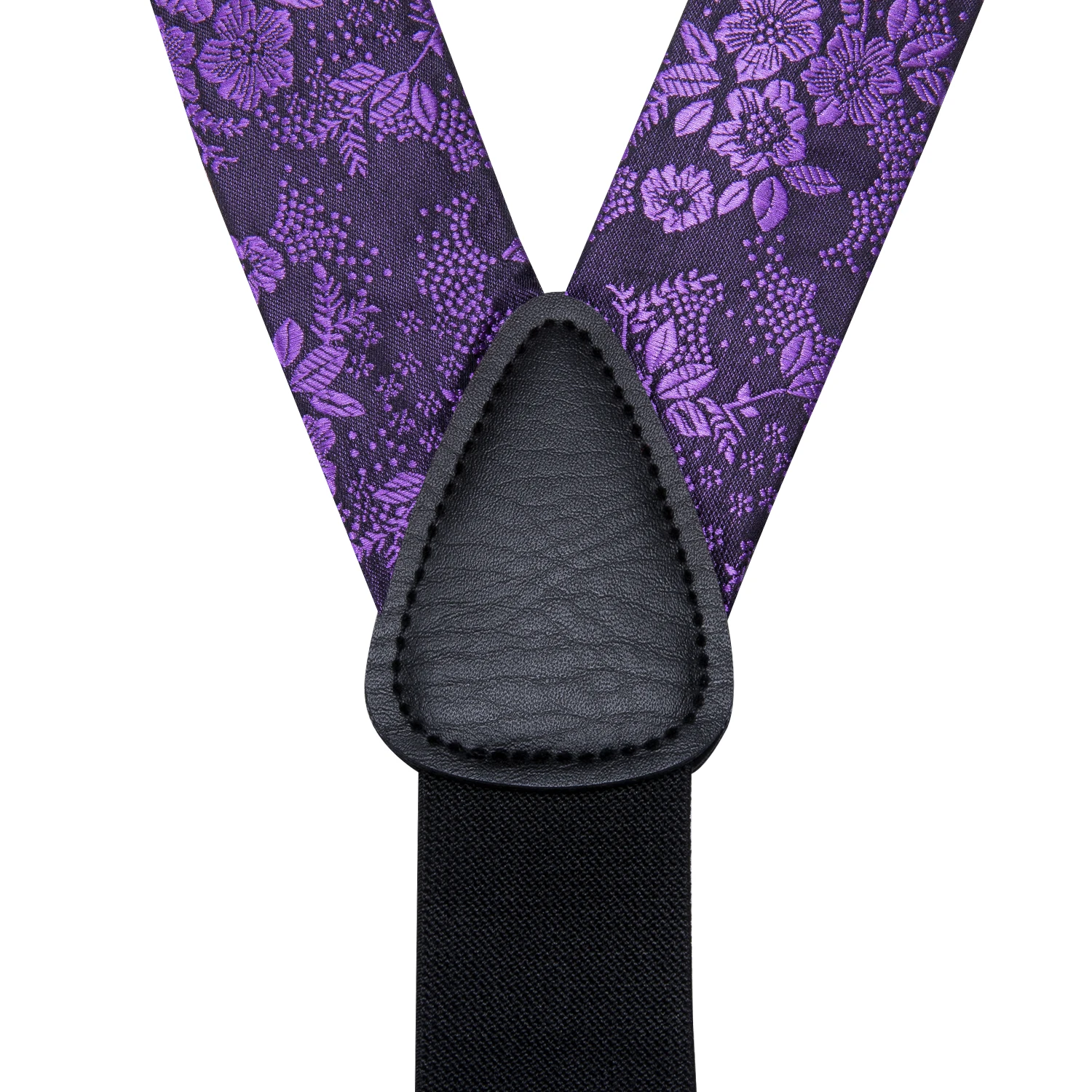 Top Trends: Hi-Tie Silk Adult Men's Bow Tie And Suspenders Set Leather Metal 6 Clips Braces Purple Floral Elastic Wedding Suspender SET Shoppable Styles - Image 3