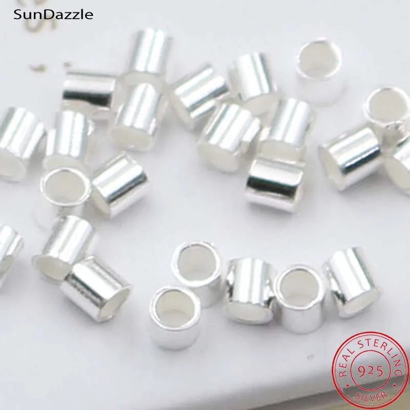 Top Trends: 20pcs Genuine Real Pure Solid 925 Sterling Silver Crimp End Beads Silver Crimps End Bead Round Tube For Jewelry Making Findings Shoppable Styles