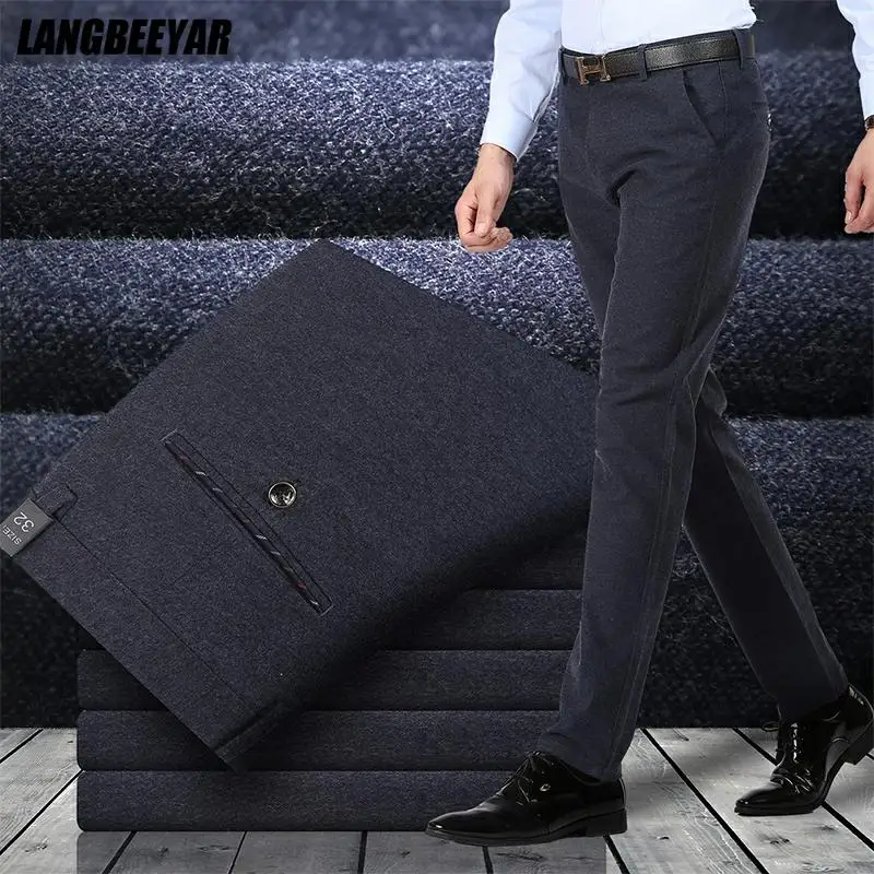 Top Trends: Top Quality Brushed Winter New Brand Fashion Korean Comfortable Long Casual Pants Men Business Trousers Mens Clothes 2023 Big S Shoppable Styles