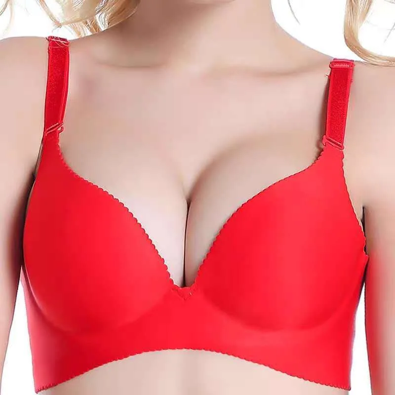 Top Trends: Sexy Wireless Bras For Women Push Up Lingerie Seamless Red Bra Bralette Brassiere Female Underwear Plunge Lntimates Lingerie Shoppable Styles