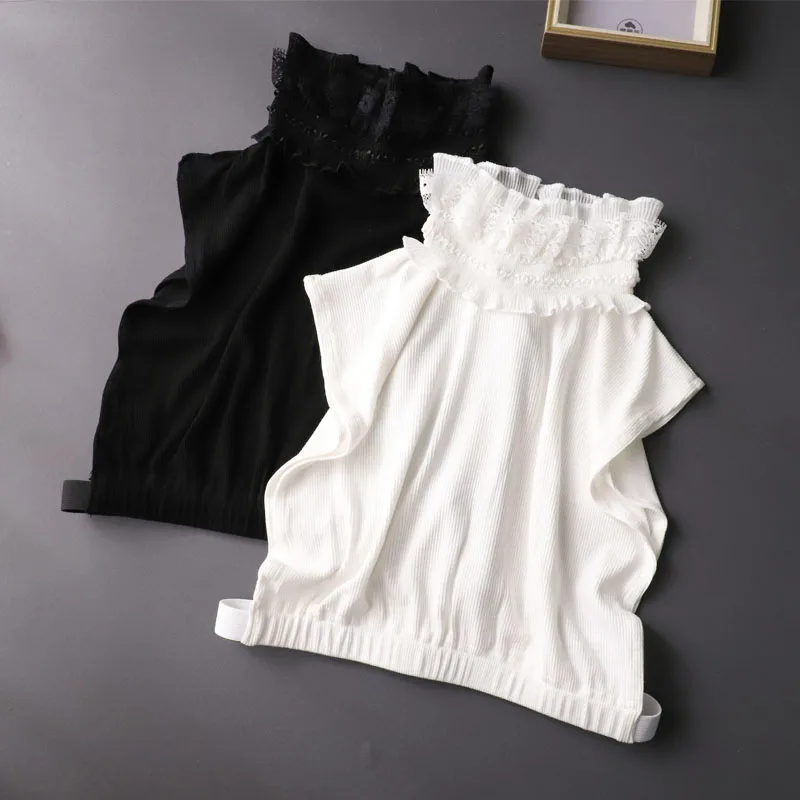 Top Trends: Ruffle Stand Lace Fake Collar Shirt White Knitted False Collars Woman Detachable Collar Shirt Top Collars Decor Half Shirt Shoppable Styles