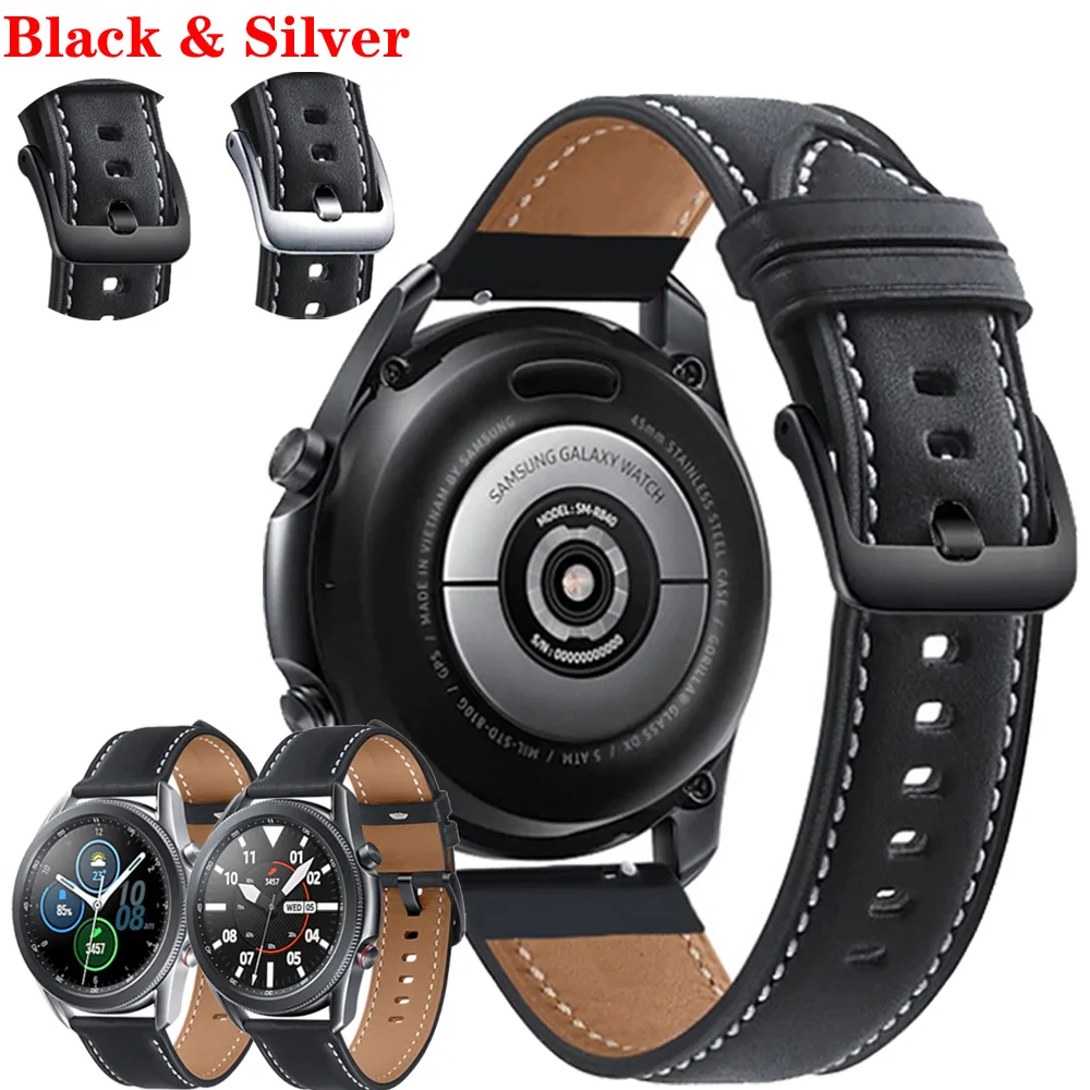 Top Trends: For Samsung Galaxy Watch 3 45mm Strap Genuine Leather Band 22mm Watch Strap Bracelet Watchbands Wristband For Galaxy Watch 46mm Shoppable Styles