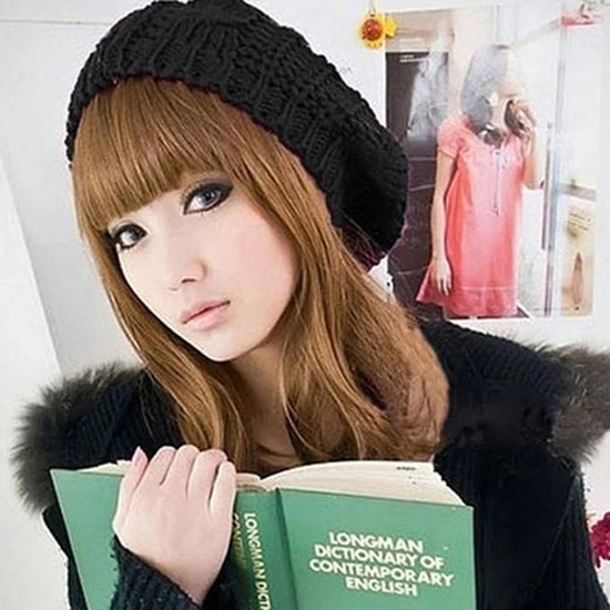 Top Trends: 2022 Women&#039;s Beret Braided Baggy Wool Knitted Warm Winter Beanie Hat Ski Cap Korean Girl Twisted Hemp Flower Beret кепка женская Shoppable Styles