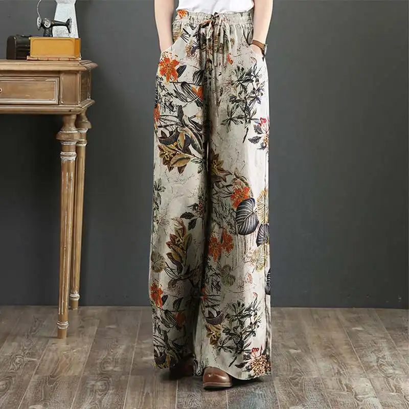 Top Trends: ZANZEA Women&#039;s Elastic Waist Long Trousers 2023 Vintage Printed Wide Leg Pants Autumn Pantalon Casual Palazzo Turnip 7 Shoppable Styles