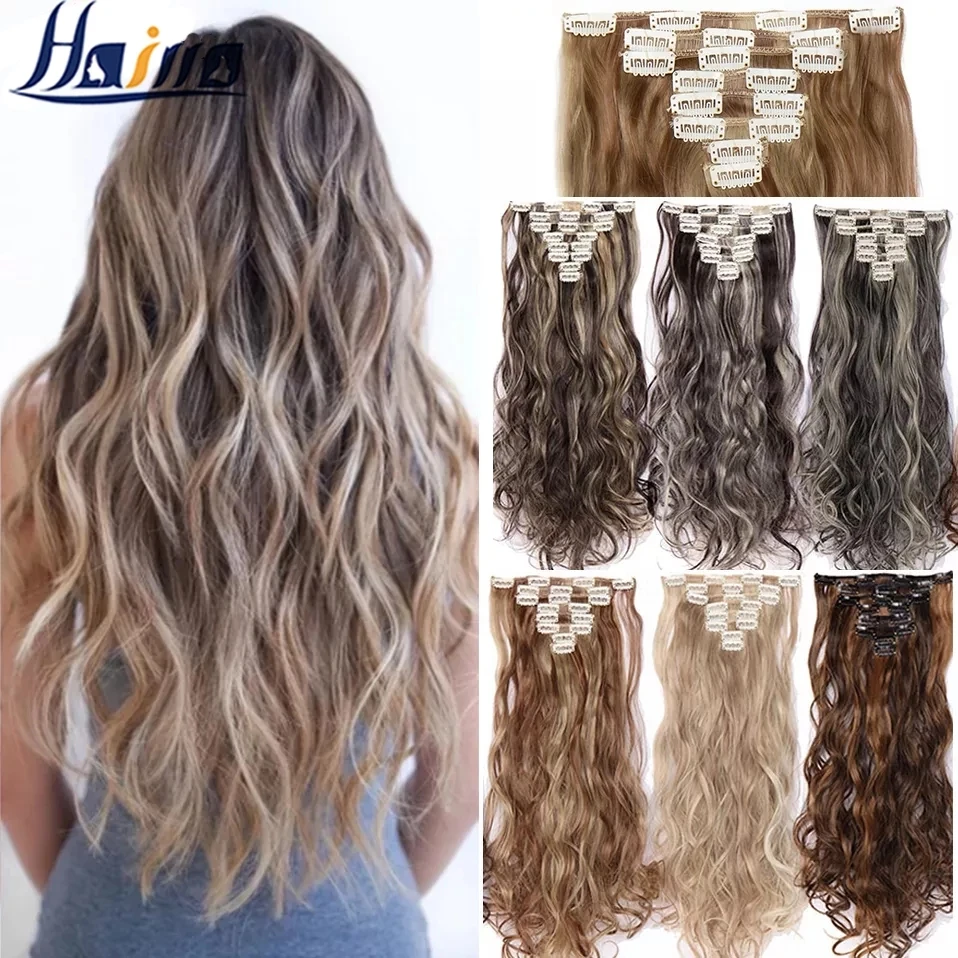 Top Trends: HAIRRO 24Inches 170g 36 Colors Long Straight Synthetic Hair Extensions Clips In High Temperature Fiber Black Brown Hairpiece Shoppable Styles