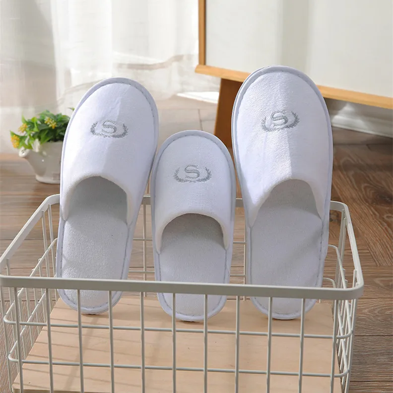 Top Trends: 5Pairs / Lot White Terry Fleece Men Women Kids Cheap Disposable Hotel Slippers Cotton Slides Home Travel SPA Slipper Hospitality Shoppable Styles