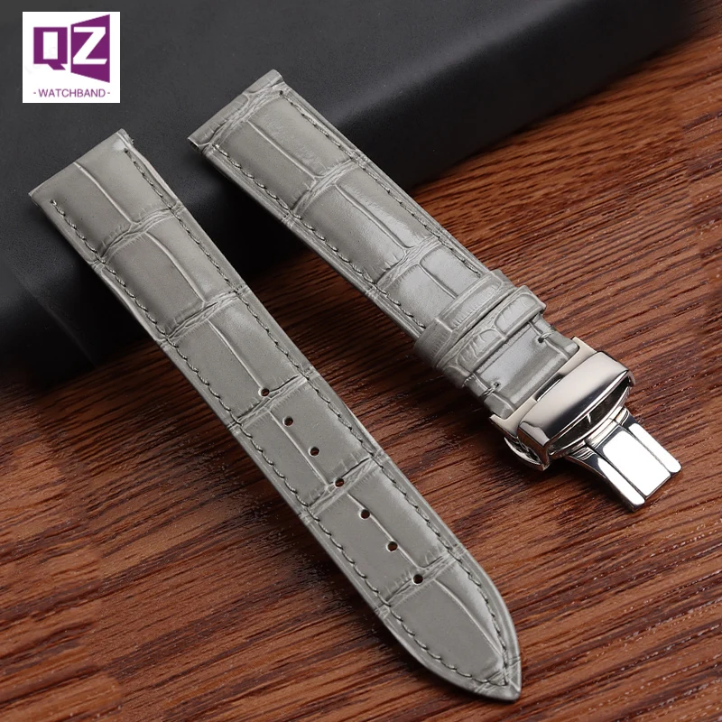 Top Trends: Grey Genuine Leather Watchband 16mm 18mm 20mm 22mm 21mm Cow Leather Watch Strap Gray Color Bracelet Soft Wristwatches Band Belts Shoppable Styles