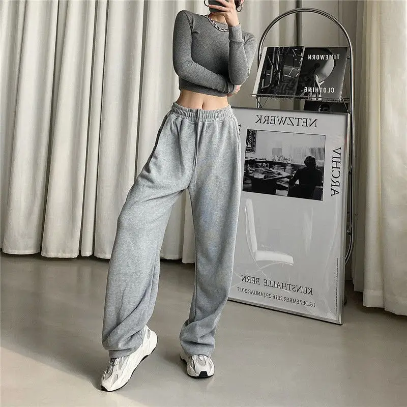 Top Trends: Gray Sweatpants Women Baggy Harem Pants Wide Leg Sweat Pants Oversized Harajuku Joggers Woman High Waisted Black Trousers Shoppable Styles