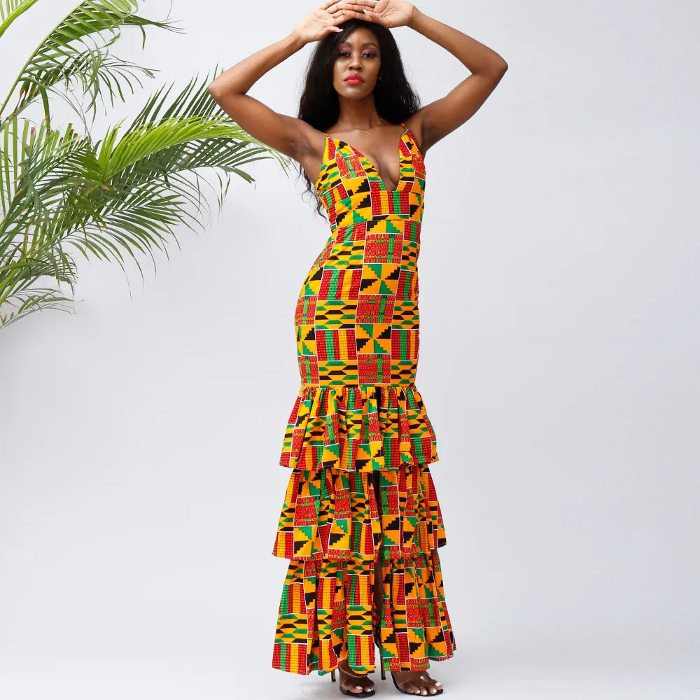 Top Trends: African Dresses For Women Sexy Kente Print Maxi Clothing Ankara Wedding Dresses Cotton Wax Traditional Clothing Shoppable Styles