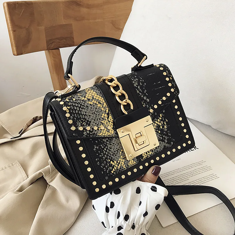 Top Trends: Rivet Snake Pattern Bags For Women 2024 New Luxury Handbags Retro Fashion Western Style Multi-layer Casual Women Crossbody Bag Shoppable Styles