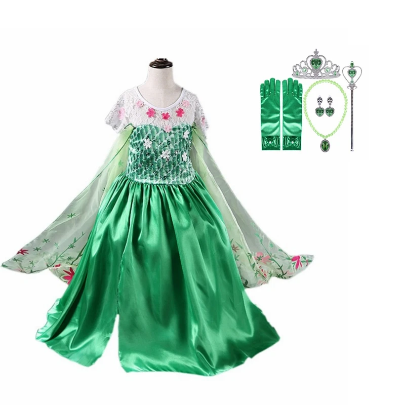 Top Trends: Princess Party Green Dress Girl Elsa Disfraz Costume Birthday Dress Kids 3 4 5 6 7 8 9 10 Years Shoppable Styles