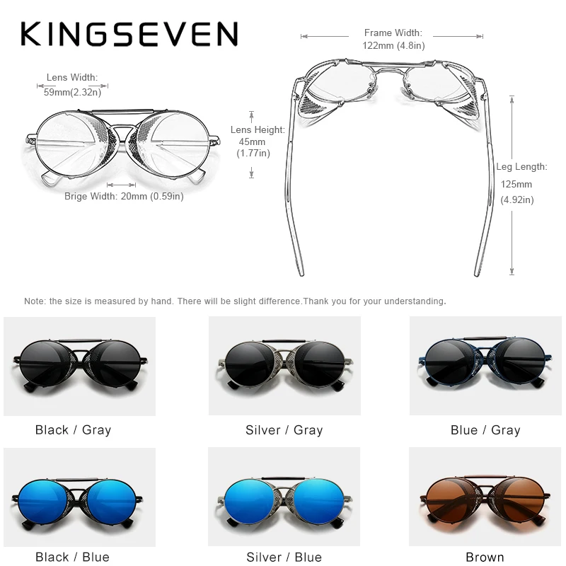 Top Trends: Genuine KINGSEVEN Retro Round Steampunk Sunglasses Men Retro Women Sun Glasses Shades Vintage Travel Eyewear Gafas De Sol 7550 Shoppable Styles - Image 4