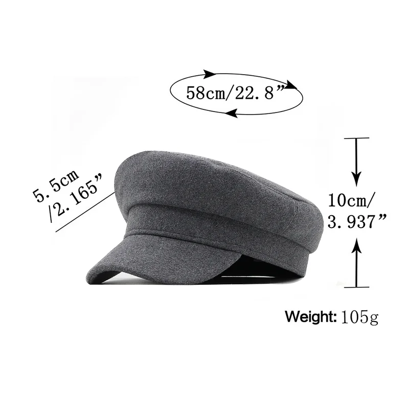 Top Trends: Classic Black High Quality Military Hat For Women Spring Autumn Winter Hats Felt Cap Winter Ladies Black Hat Woolen Beret Cap Shoppable Styles - Image 6