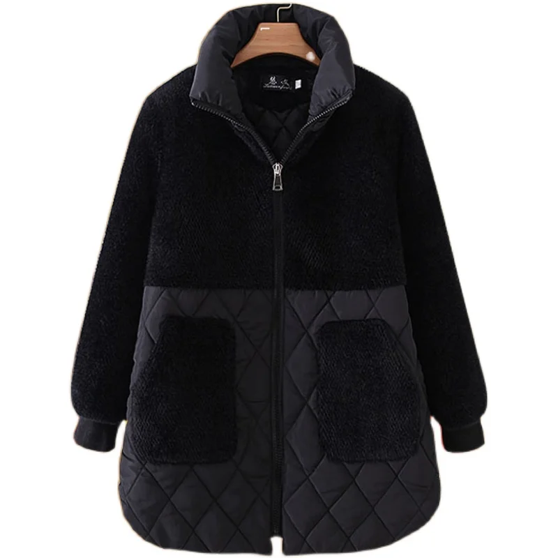 Top Trends: 2023 Winter Coat Women Faux Mink Fur Splice Thick Padded Jacket Femmes Down Cotton Parka Wadded Fashion Oversize Black Female Shoppable Styles