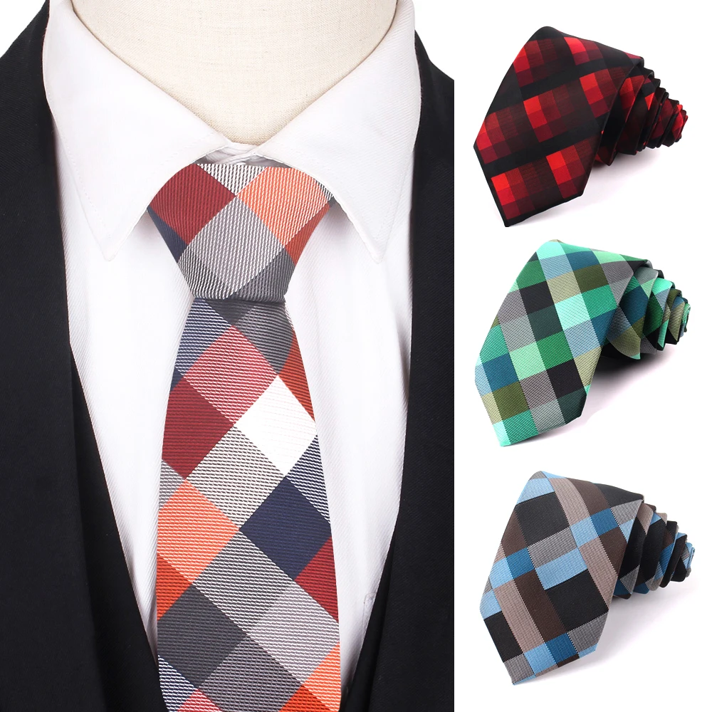 Top Trends: Fashion Skinny Men Neck Ties Casual Plaid Necktie For Wedding Business Boys Suits Tie Slim Male Necktie Gravatas Shoppable Styles