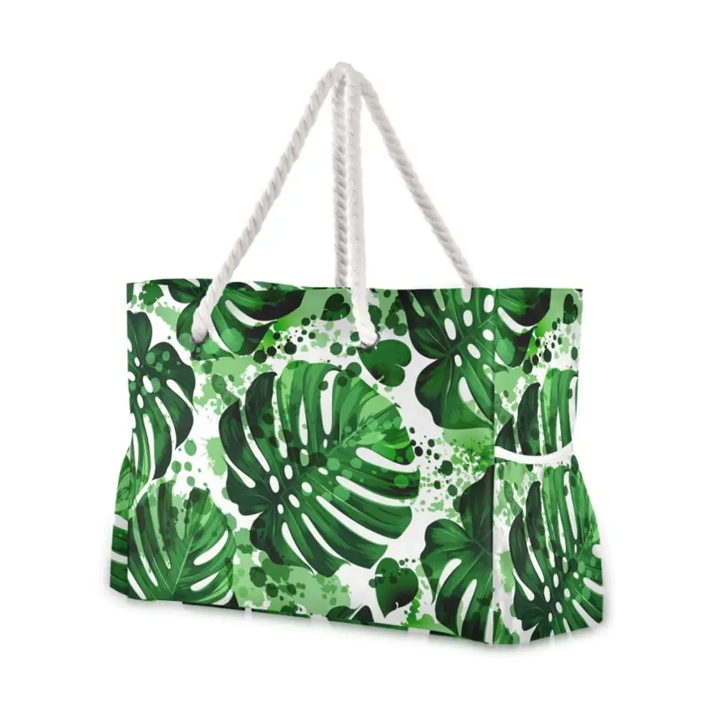 Top Trends: New Beach Tote Bag Fashion Women Summer Large Capacity Tropical Palm Monstera Leaves Shoulder Bag Top-Handbag Shopping Bags Shoppable Styles