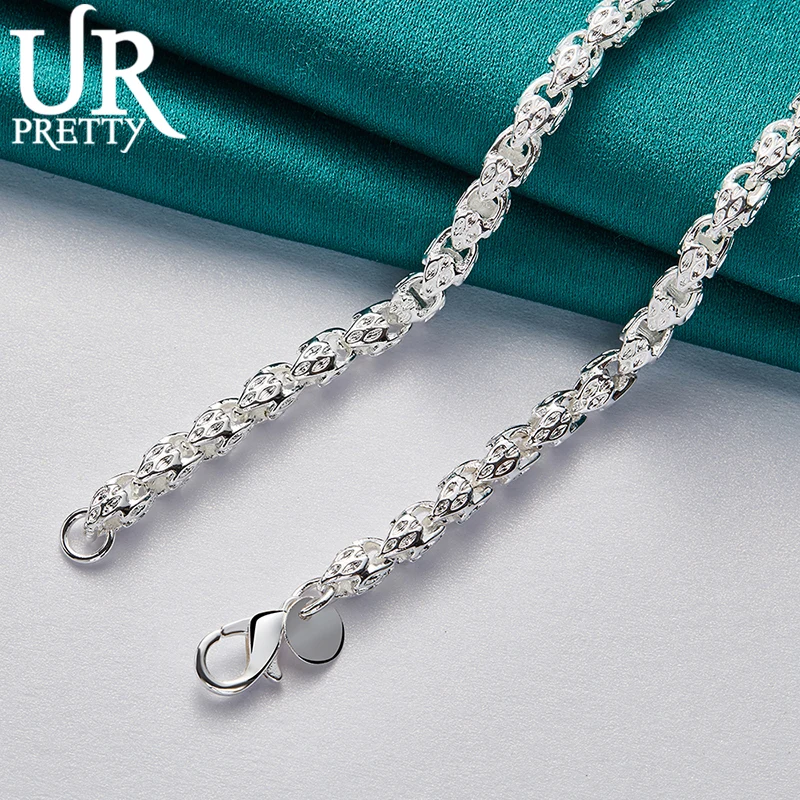 Top Trends: URPRETTY 925 Sterling Silver Beaded Necklace 20 / 24 Inch Chain For Woman Men Wedding Engagement Party Jewelry Shoppable Styles - Image 6