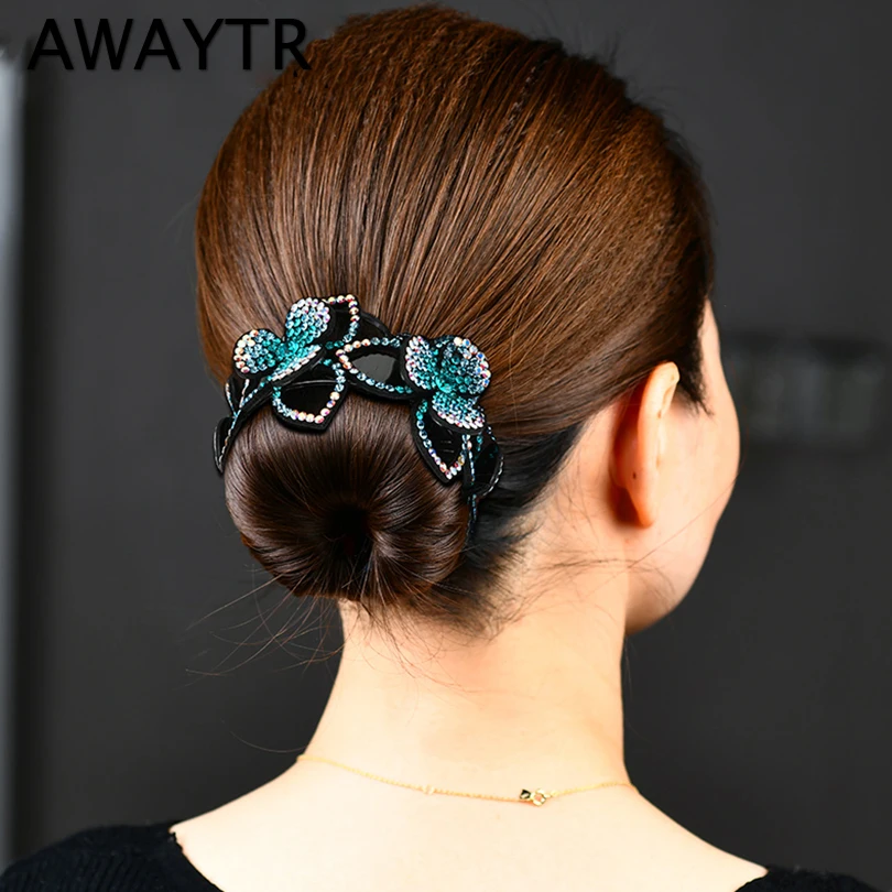 Top Trends: AWAYTR Rhinestone Hair Claws For Women Crystal Flower Hair Clips Barrettes Crab Ponytail Holder Hairpins Bands Hair Accessories Shoppable Styles