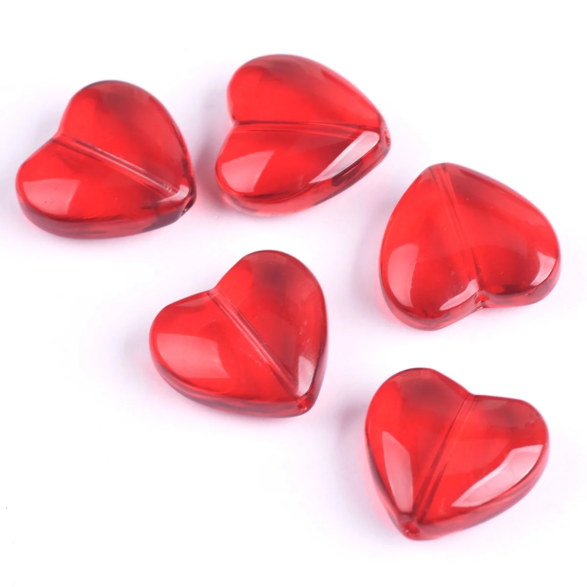 Top Trends: 5pcs Red Heart Shape 20mm Glossy Loose Crystal Glass Beads For Jewelry Making DIY Crafts Findings Shoppable Styles