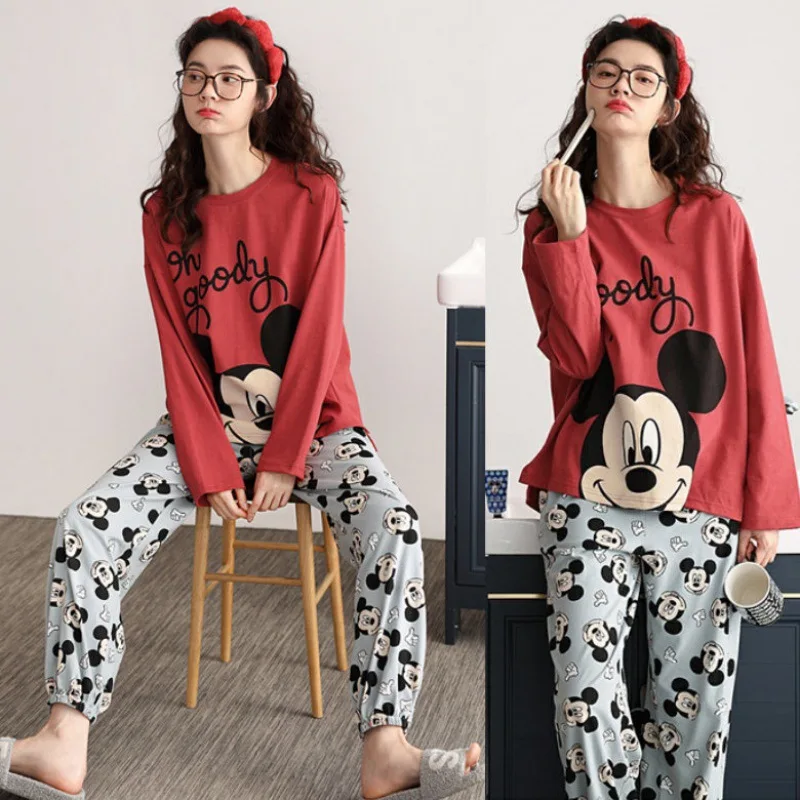 Top Trends: Mickey Spring And Autumn Pajamas Disney Women&#039;s Printed Cartoon Long-Sleeved Thin New Casual Loose Home Service Two-Piece Suit Shoppable Styles