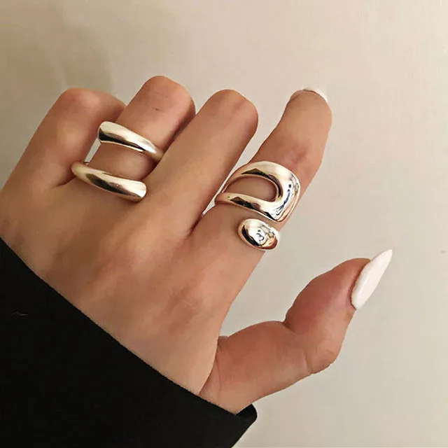 Top Trends: 925 Sterling Silver Smooth Rings For Women Hollow Out Chain Jewelry Beautiful Finger Open Rings For Party Birthday Gift Shoppable Styles