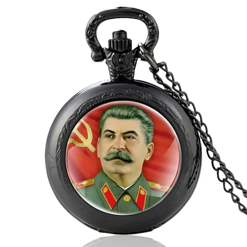 Top Trends: Classic Иосиф Виссарионович Сталин Stalin Black Vintage CCCP Quartz Pocket Watch Men Women Charm Pendant Necklace Hours Clock Shoppable Styles