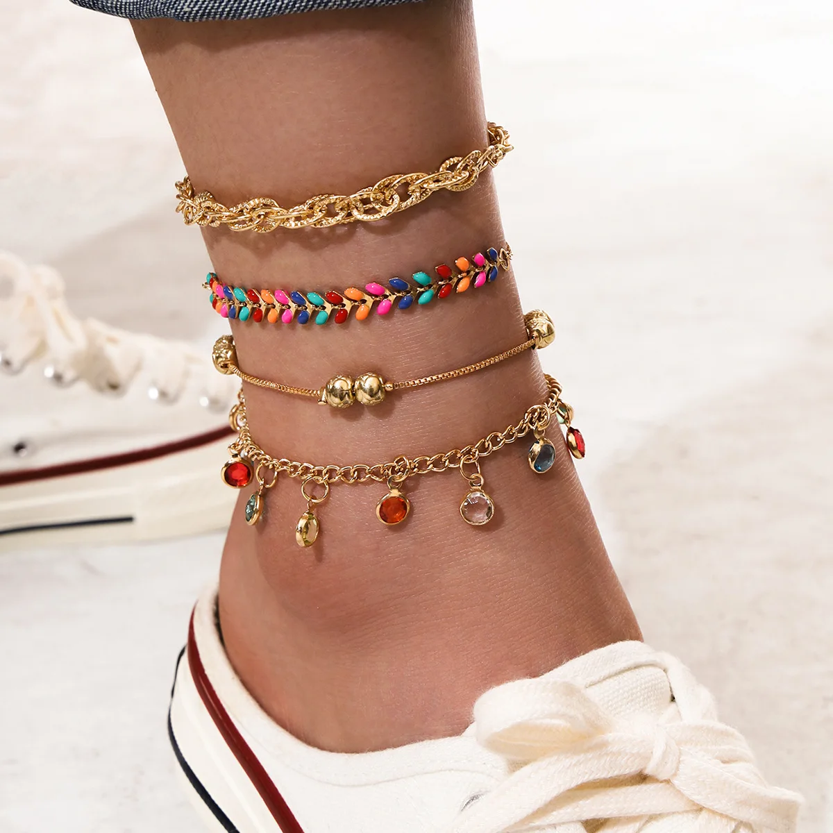 Top Trends: 4pc / set Bohemia Shell Chain Anklet Sets For Women Sequins Ankle Bracelet On Leg Foot Trendy Summer Beach Jewelry Gift Shoppable Styles - Image 5