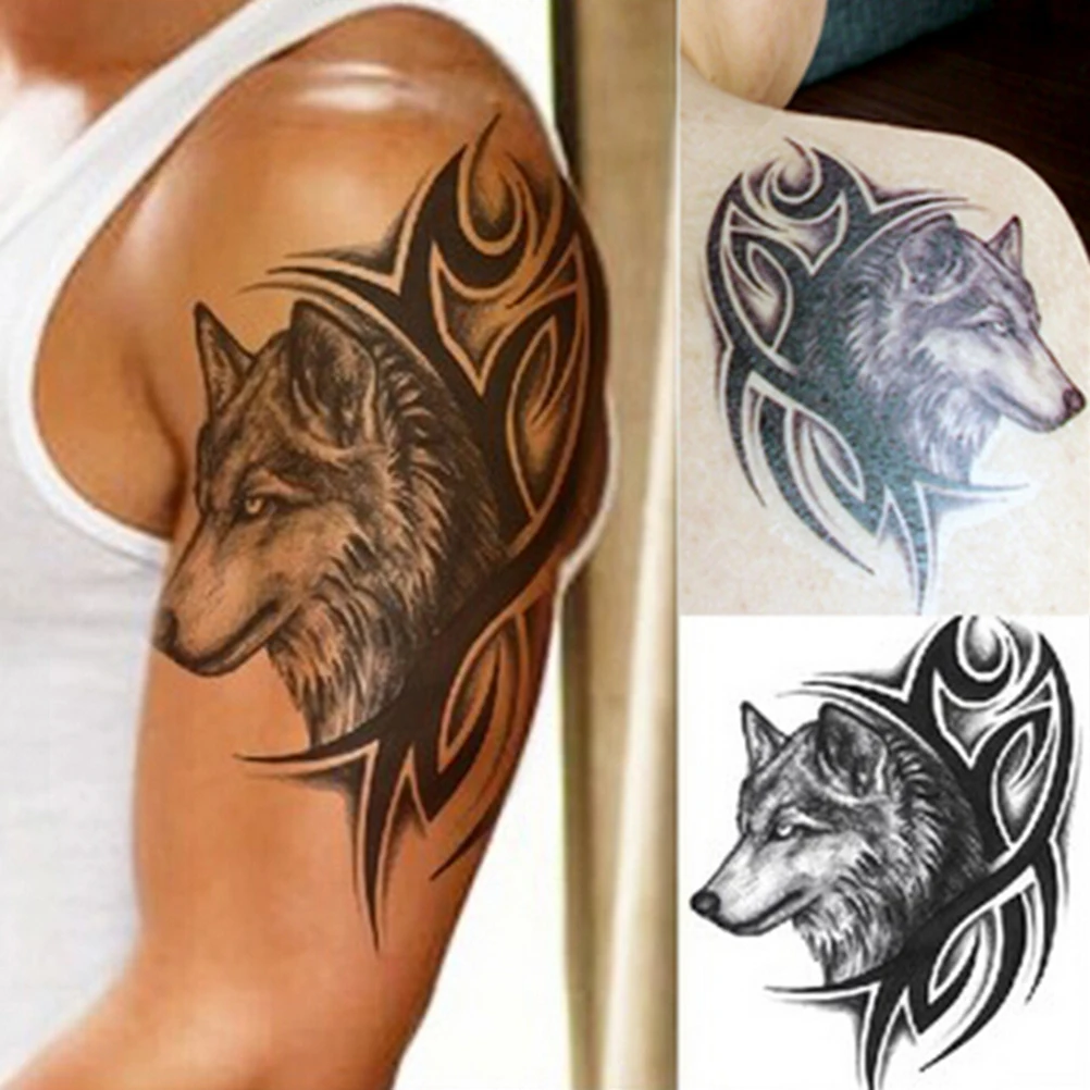 Top Trends: Hot Wolf Temporary Tattoo Sticker Men Women Black Animal Waterproof Tattoo Multi Styles Water Transfer Fake Tattoo Long Lasting Shoppable Styles