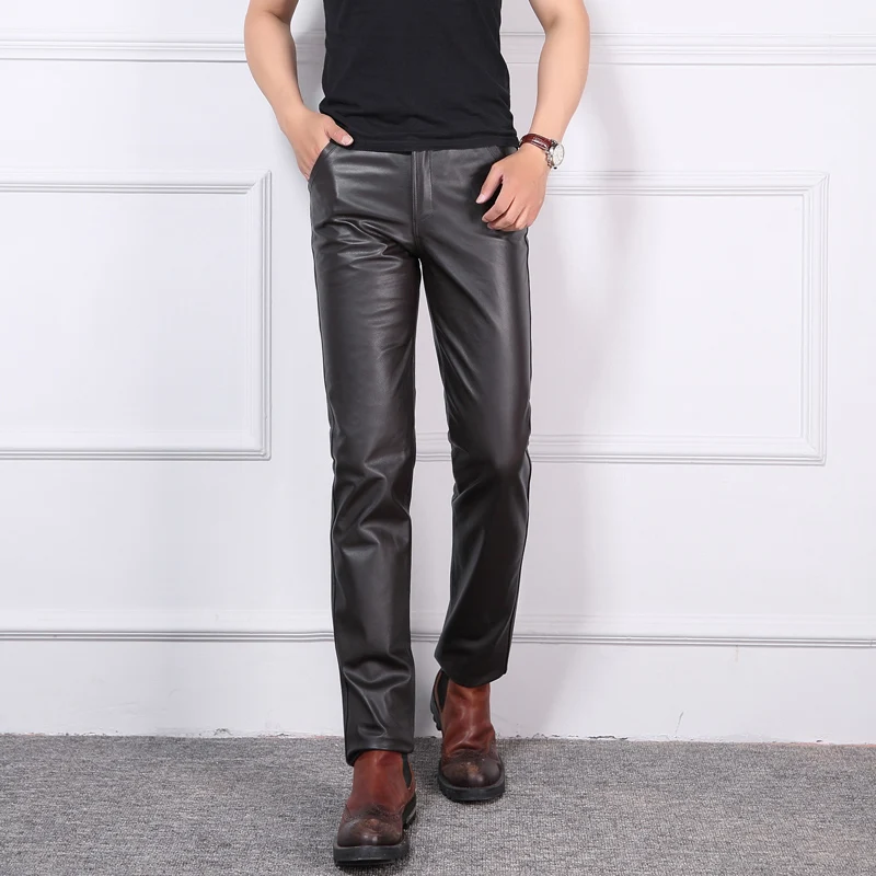 Top Trends: Men's Genuine Leather Pants, Slim Casual Trousers, First Layer Cowhide, Spring, Autumn, New Shoppable Styles