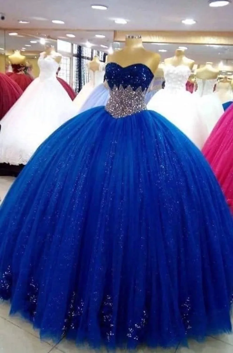 Top Trends: Vestidos De Fiesta Sweet 16 Quinceanera Dresses D14 2020 Crystal Beaded Royal Blue Ball Gown Prom Dress Vestidos De Xv Años Shoppable Styles