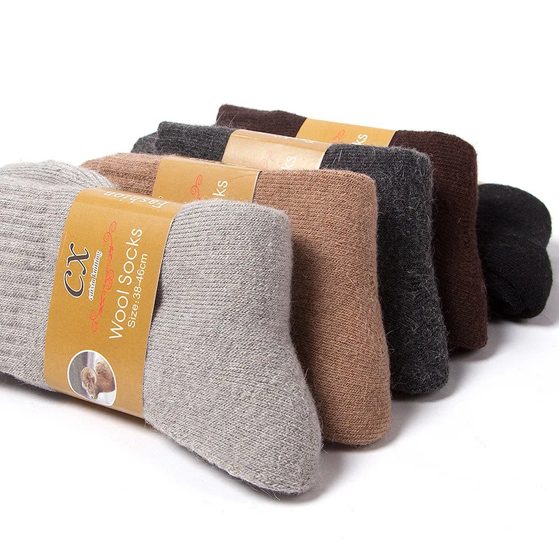 Top Trends: 5Pairs / lot Men&#039;s Wool Socks Winter Casual Thick Warm Winter Men&#039;s Simple Solid Color Socks Male High Quality Shoppable Styles