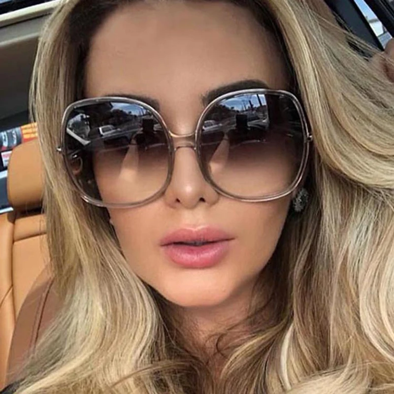 Top Trends: New Round Frame Sunglasses Woman Retro Brand Designer Brown Black Oversized Lady Sun Glasses Female Fashion Outdoor Driving Shoppable Styles