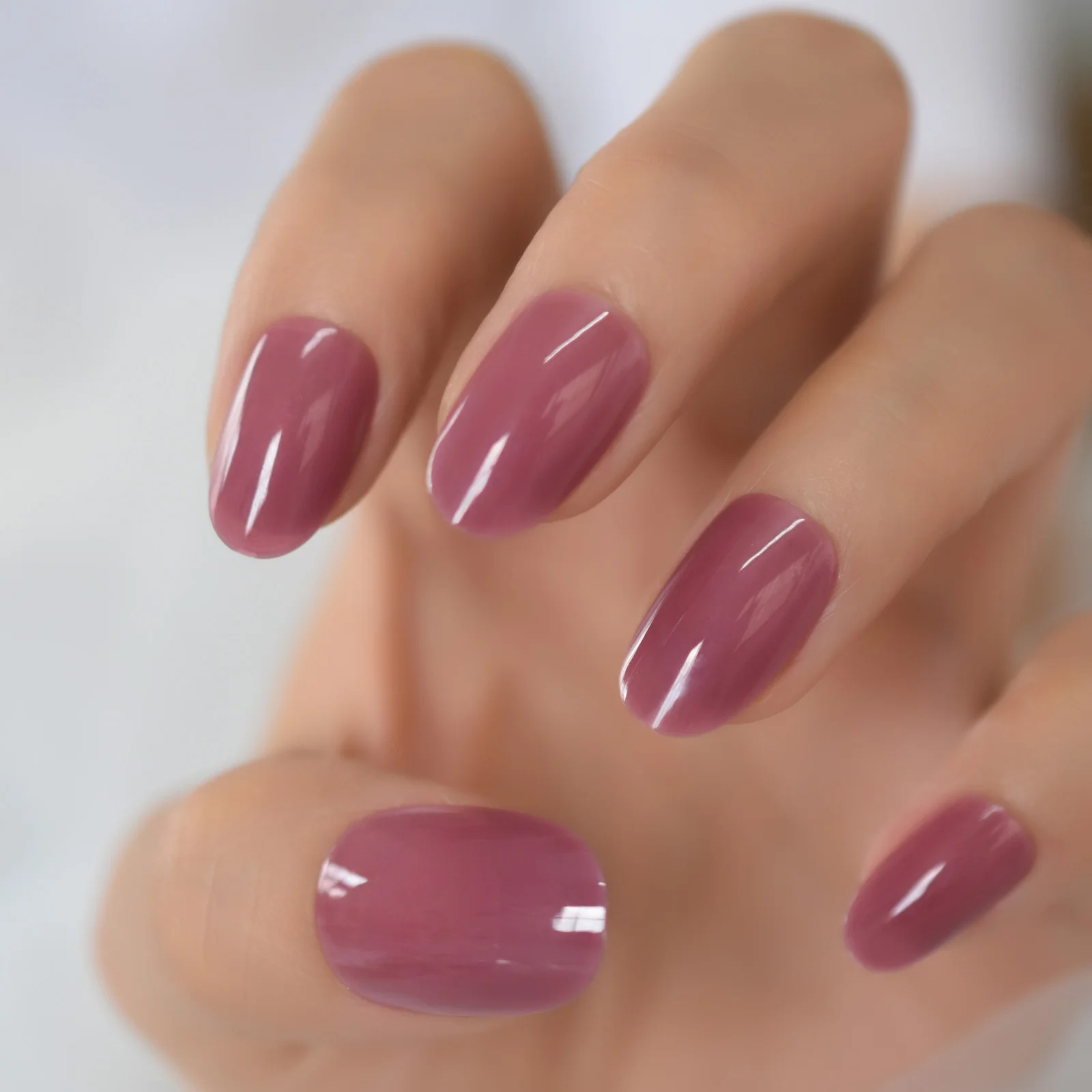 Top Trends: Round Fake Nail Tips Dreamy Violet Solid Color False Press On Nails Short For Daily Office Wear Women Medium Oval Nail Art Shoppable Styles - Image 3