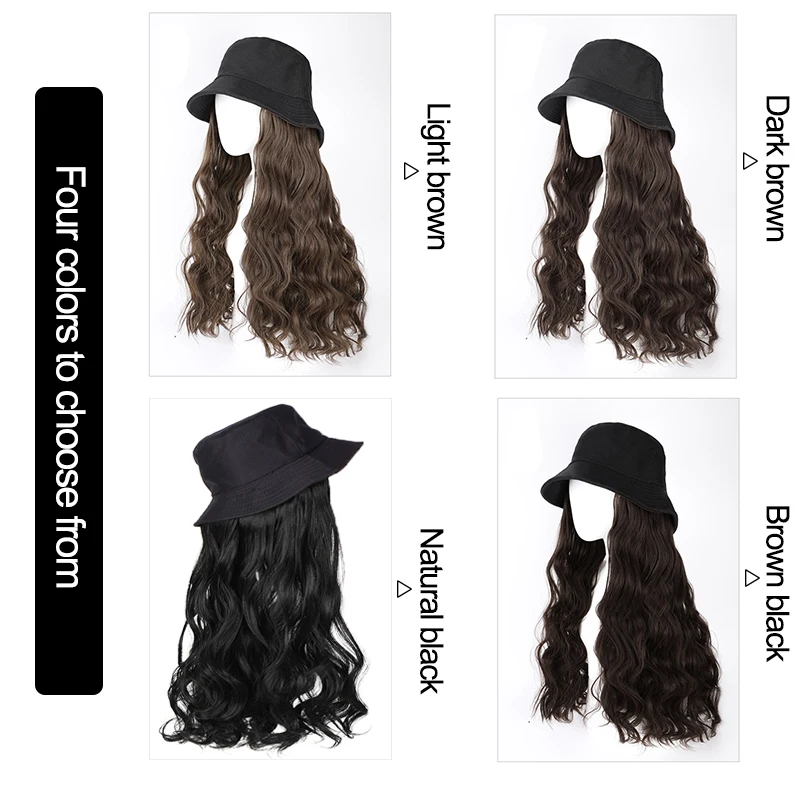 Top Trends: DIANQI Synthetic Wig For Women, natural Wavy Black / Brown Hair, connection With Black Fisherman Hat, No Adjustable For Girls Shoppable Styles - Image 6