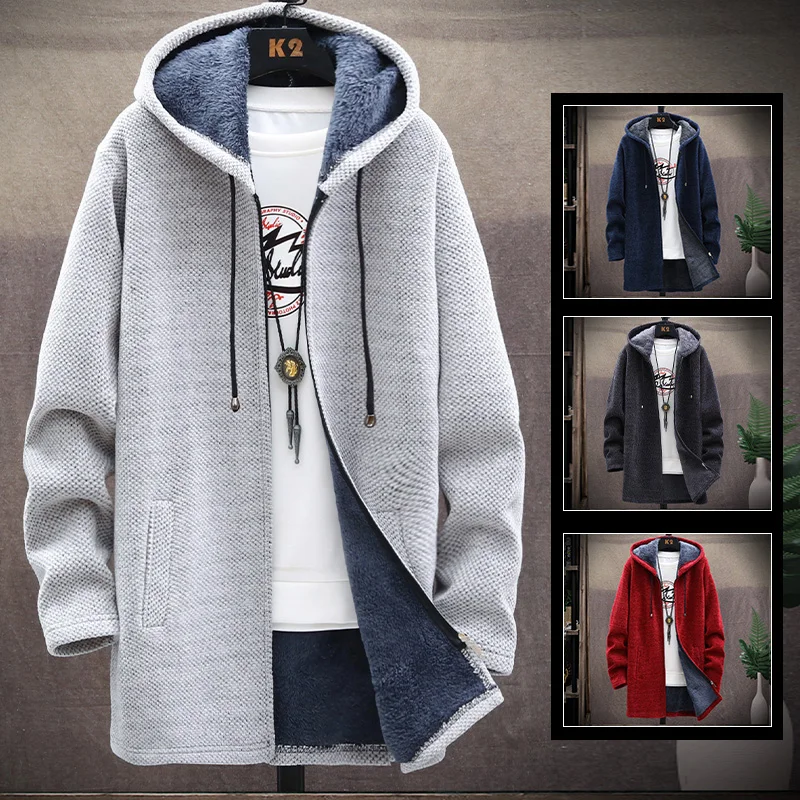 Top Trends: Zipper Jumper Cardigan Sweater Autumn / winter Long Coat Fleece Heavy Wool Hoodie Solid Chenille Men&#039;s Fashion Jacket Shoppable Styles