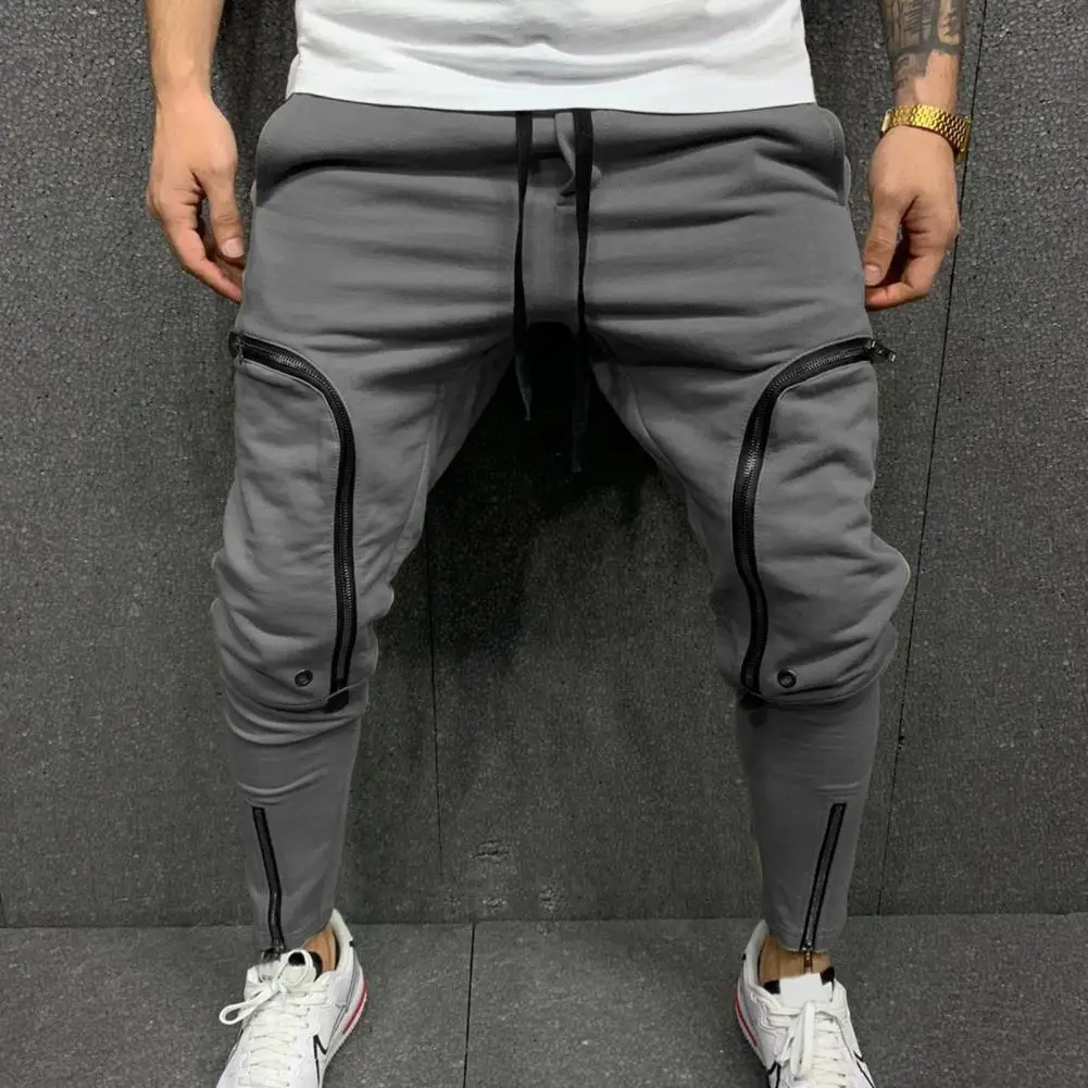 Top Trends: Cargo Pants Men Fashion Solid Color Drawstring Casual Multi Zippers Pockets Trousers Hip Hop Style Men Harem Pants Streetwear Shoppable Styles - Image 2