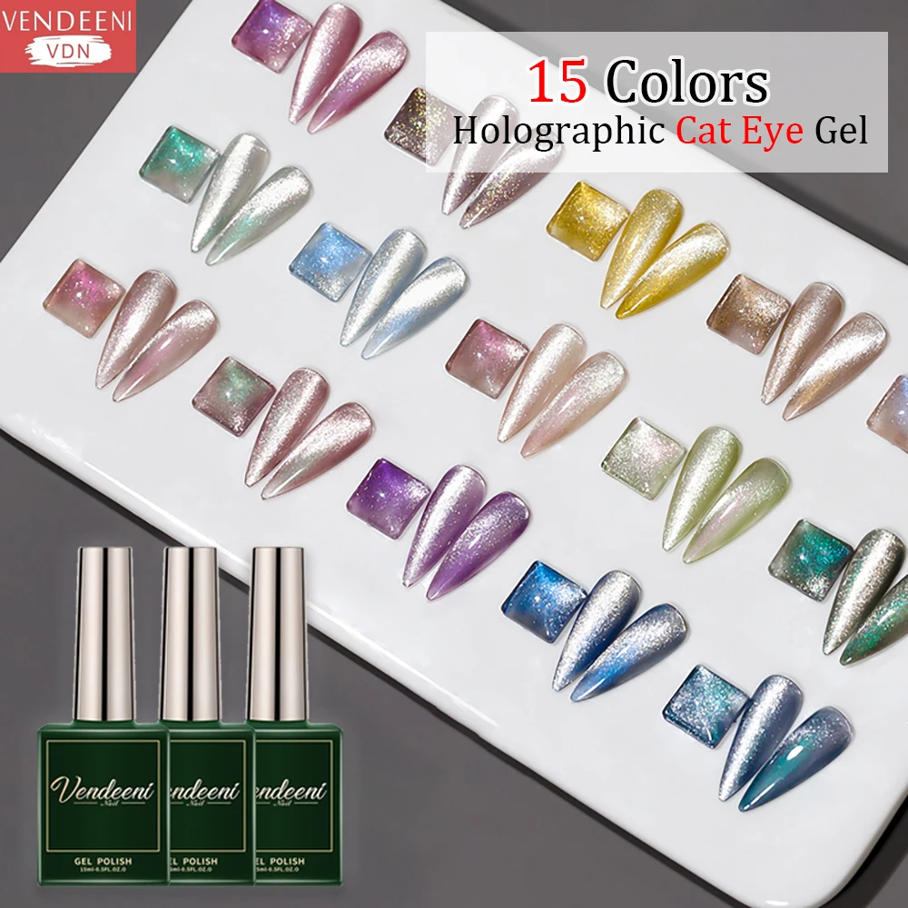 Top Trends: Vendeeni Glitter 9D Cat Eye Nail Gel Polish Magnet Hybrid Laser Colorful Nail Art Gel Varnish UV LED Soak Off Nail Gel Lacquer Shoppable Styles