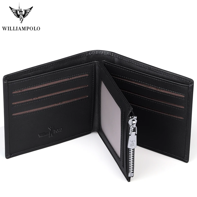 Top Trends: Leather Wallet Men's Short Leather Driver's License Wallet Horizontal Card Holder Multifunctional Zipper Trendy WILLIAMPOLO Shoppable Styles