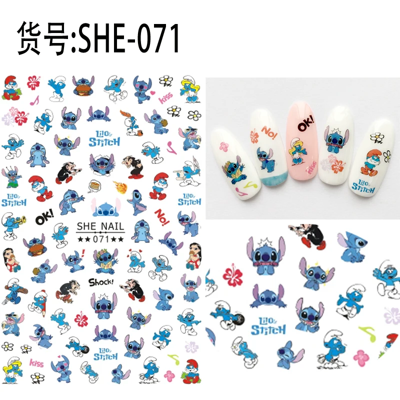 Top Trends: 1PCS Disney Cartoon Anime Stitch Nail Sticker Mickey Mouse Donald Duck Nail Slider Dumbo Lion King Art Nail Decoration Shoppable Styles