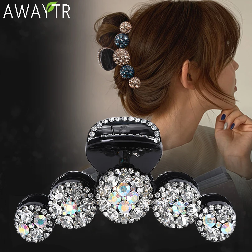 Top Trends: Women Big Rhinestone Hair Claws Crab Hairpins Crystal Hair Clips Barrettes Ponytail Girls Hair Accessories Ornaments Hairgrip Shoppable Styles