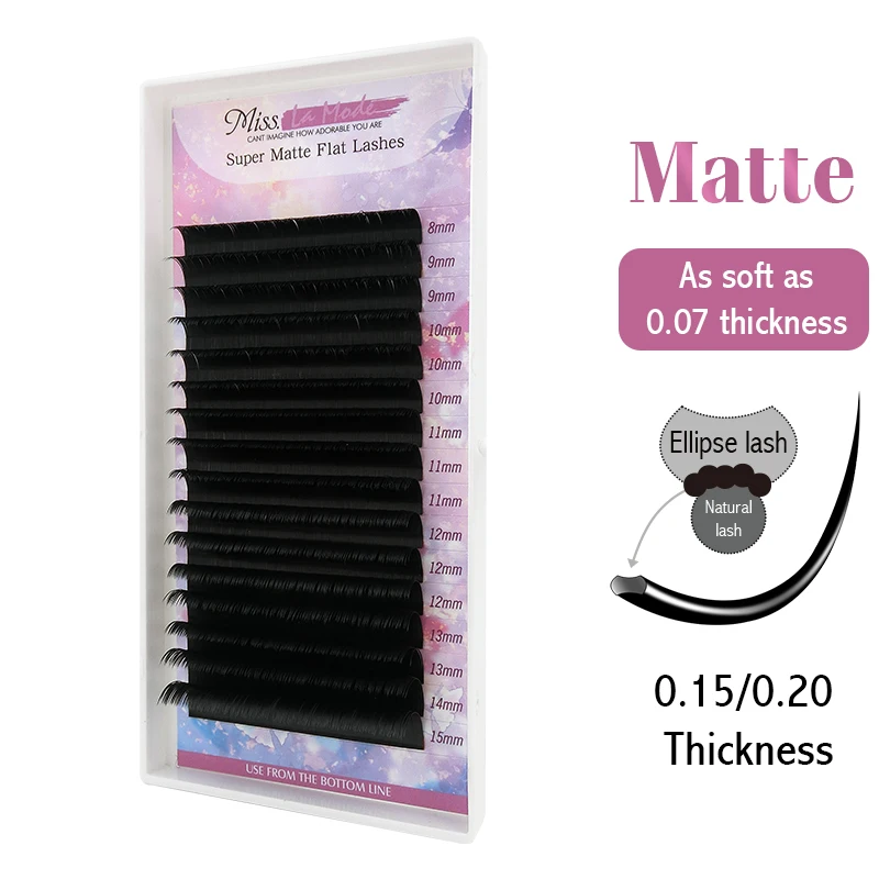 Top Trends: Misslamode Matte Flat Ellipse Lashes Extension Individual Double Tips Mink Flat Eyelashes Soft Natural Eyelashes Supplies Shoppable Styles