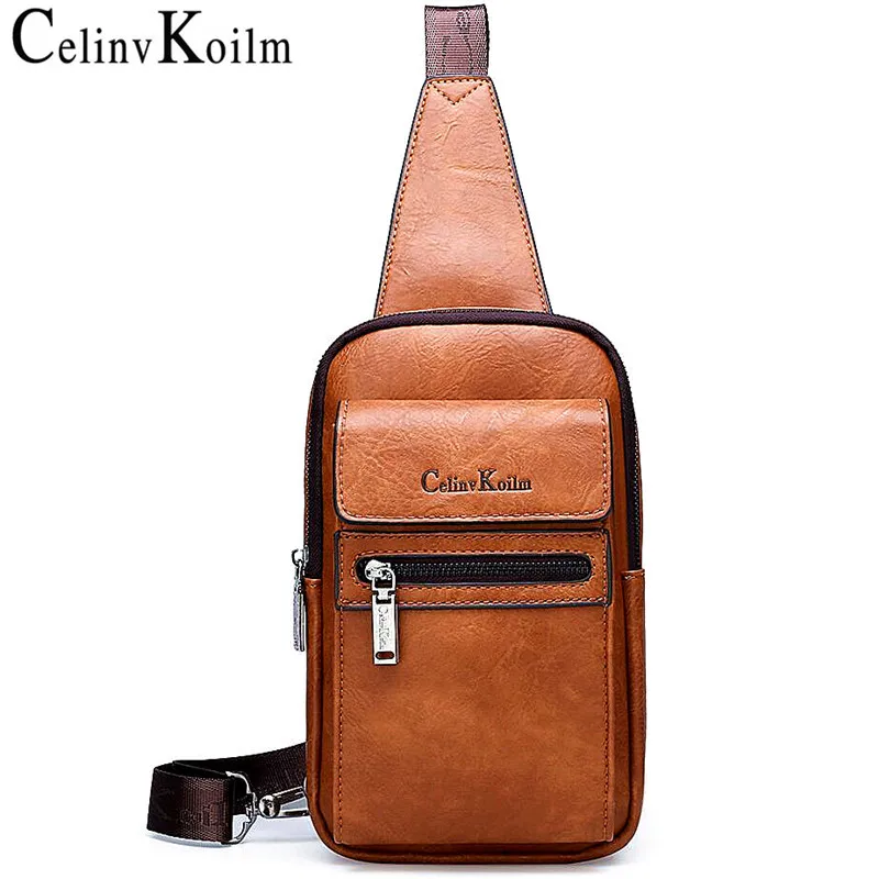 Top Trends: Celinv Koilm High Quality Men Chest Bags Split Leather Large Size Crossbody Bag Daypacks For Young Man Brand Sling Bags Unisex Shoppable Styles