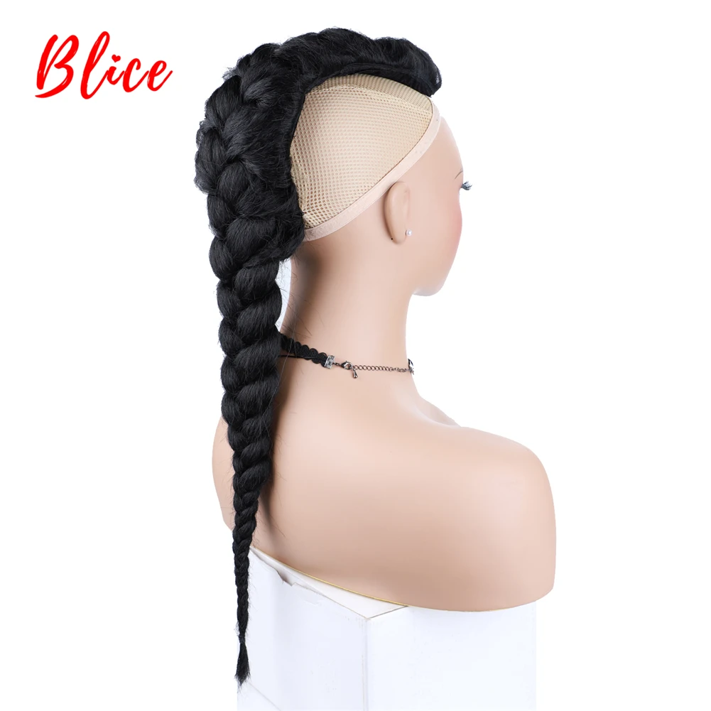 Top Trends: Blice Synthetic High Puff Afro Kinky Straight Middle-Part Wig Natural Black Clips In Jumbo Braid Hairpiece Ponytail 76cm Chignon Shoppable Styles